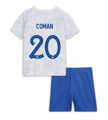 Frankrig Kingsley Coman #20 Replika Babytøj Udebanesæt Børn VM 2022 Kortærmet (+ Korte bukser)
